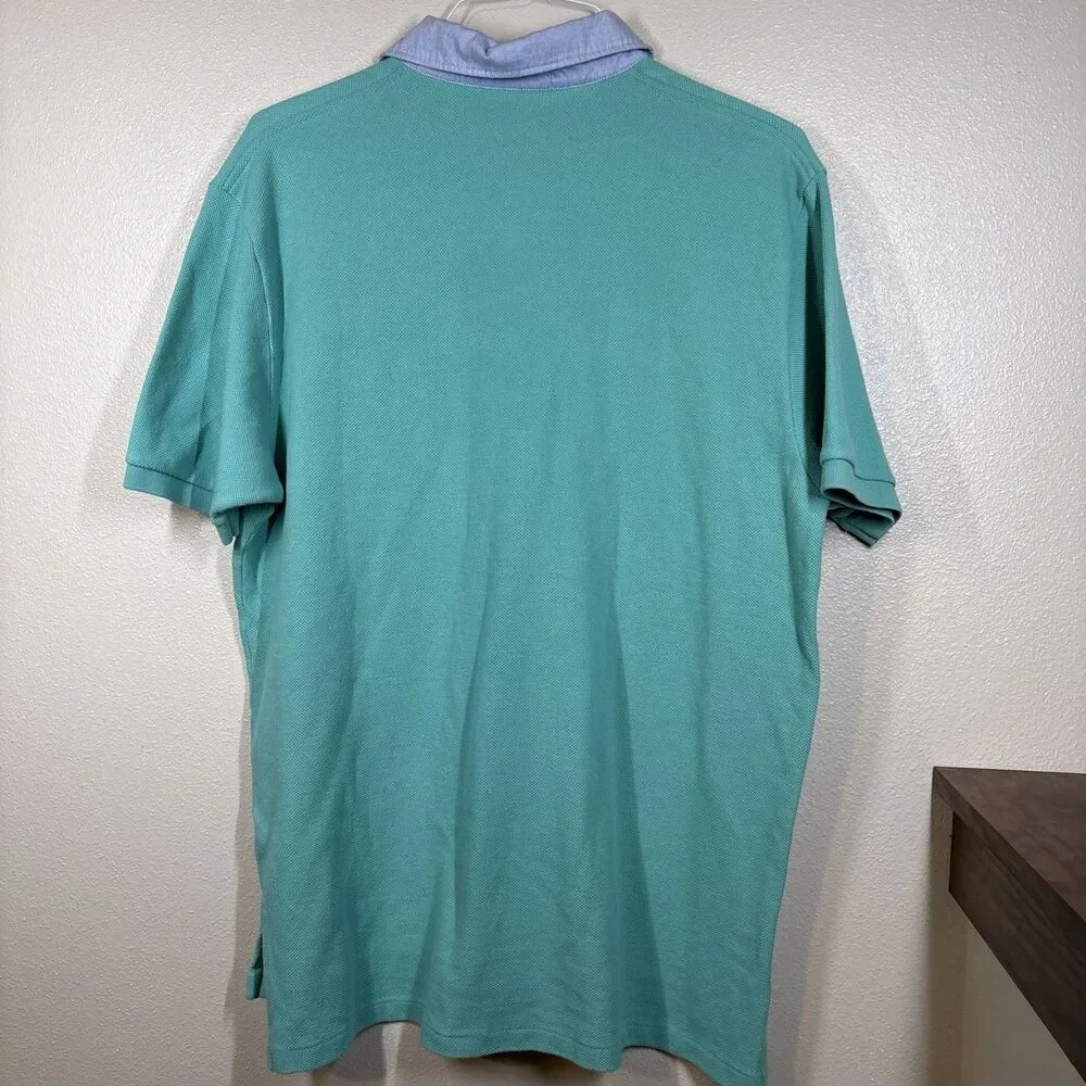 Polo Ralph Lauren Polo Short‎ Sleeve Shirt XL Teal Green Blue  Collar